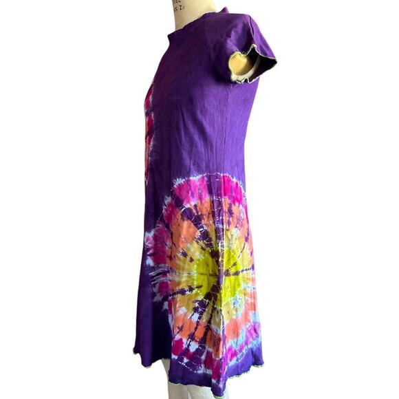 Womens Dress Size Small Purple Tie Dye Handmade Organic Bamboo Hippie Earthy - Picture 4 of 7